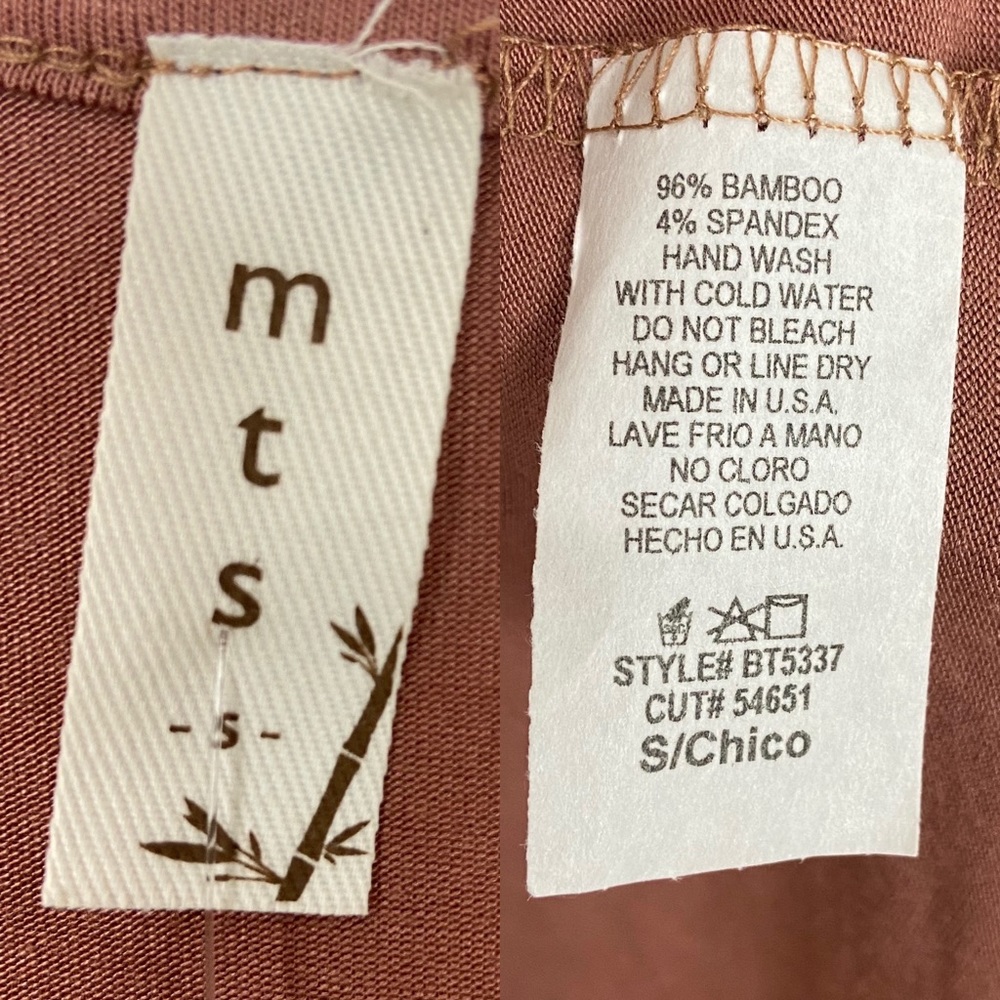 Mittoshop MTS Short Sleeve Top Cinnamon Brown Size Small New - Picture 3 of 5
